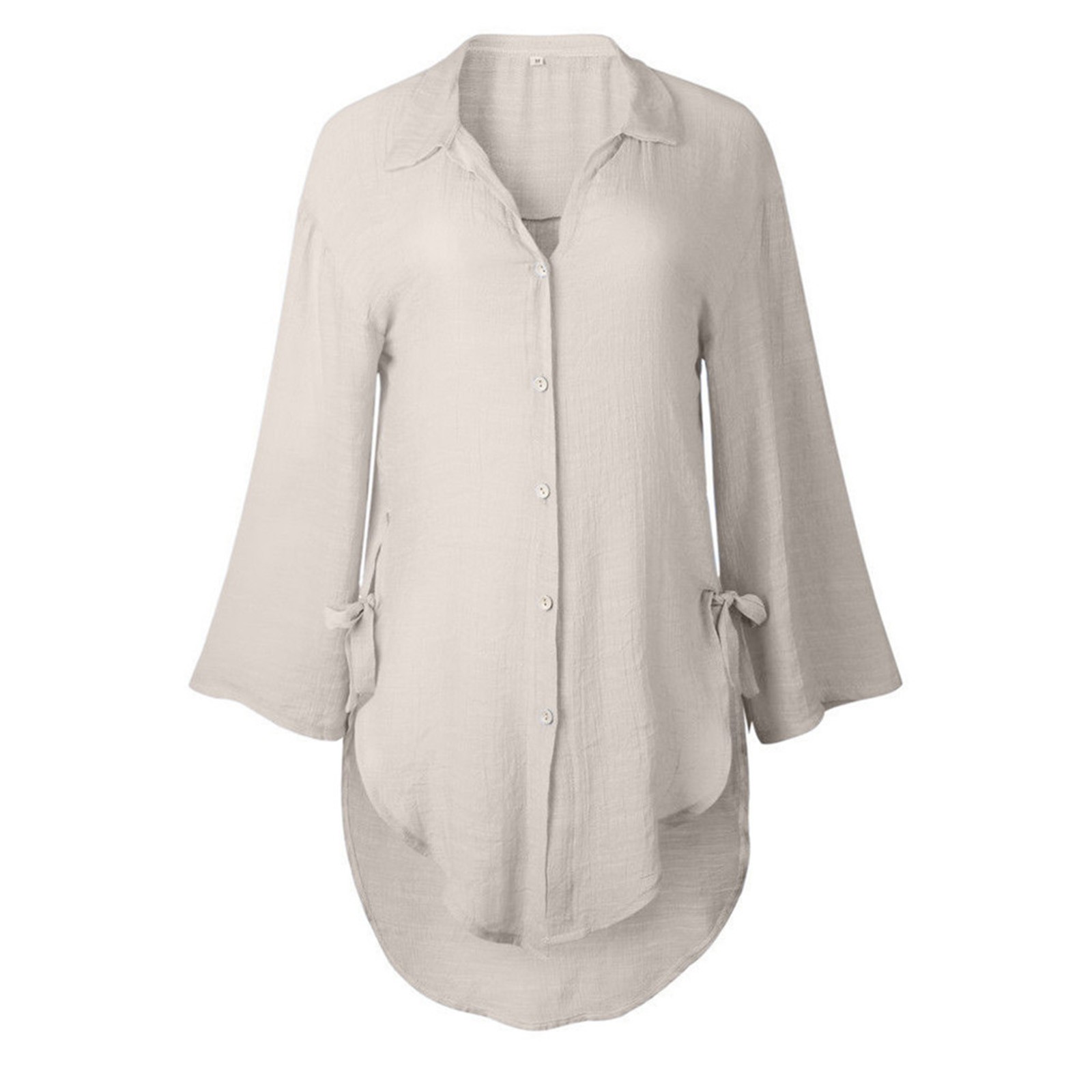 thumbnail image 5 of Blusa camisa para mujer Vestido para mujer - Blusas holgadas con botones - Blusa de poliéster de manga larga y cuello en V - Verano, sexy/casual - Tallas M a XXXL, 5 of 5